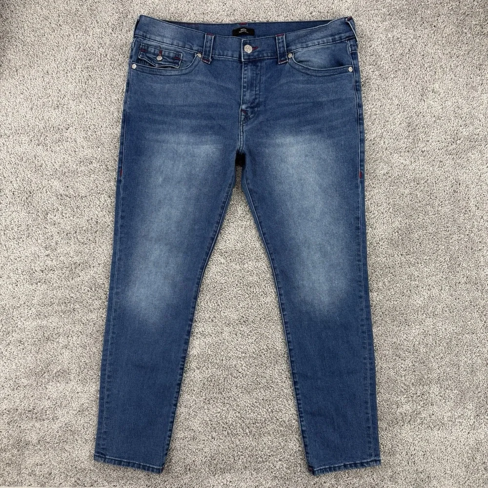 True Religion Jeans Men's 38 Rocco Relaxed Skinny Flap Pockets Cotton Stretch